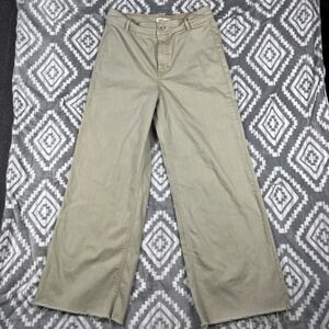 OAT New York Green Raw Hem Wide Leg Utility Patch Pocket Pants Women's 12/31
